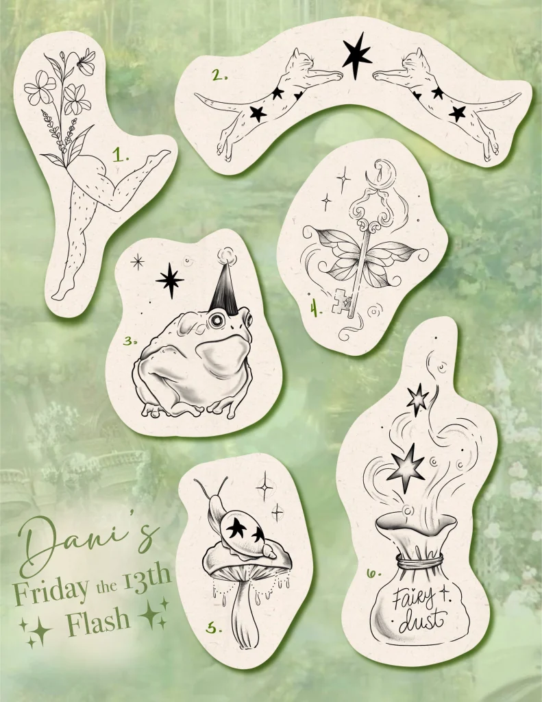 Whimsical-cutesy-animal-floral-flash-tattoos