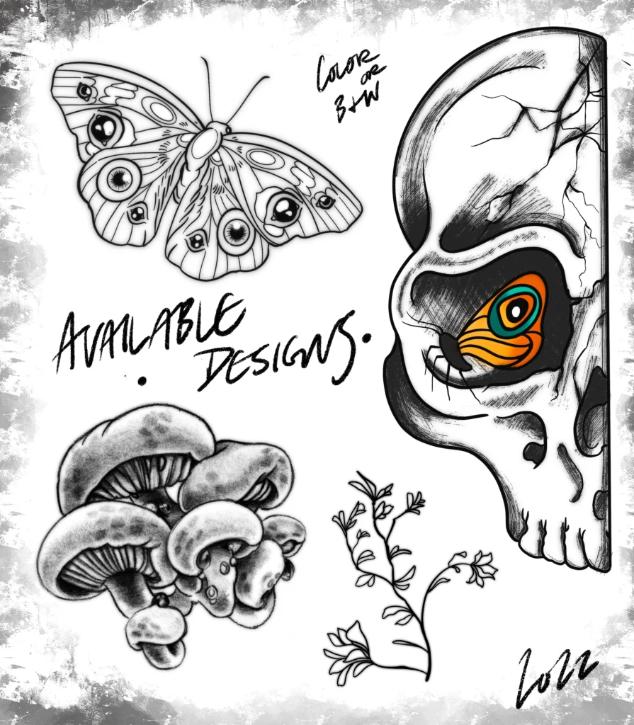 nature-blackandgrey-butterfly-skull